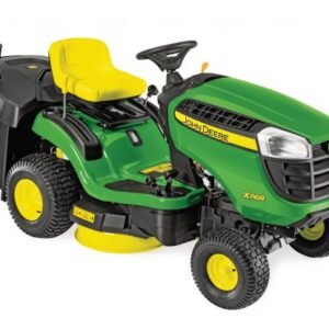 Ce tracteur de pelouse John Deere X116R est conçu pour les clients qui souhaitent bénéficier d’un produits de la plus haute qualité pour leurs travaux de tonte et de ramassage. Moteur Briggs & Stratton Puissance nominale 13.41 à 3350 tr/min. Cylindreée: 340 cm3 Direction: 2 roues motrices Vitesse AV / AR: 8.9 / 5.1 km/h Rayon de braquge 50.8 cm Hauteur de coupe: 25 -90 mm Bac de ramassage de série: 300 litres Garantie 3 ans Livraison gratuite partout en France et en Belgique. La machine est livré monté avec le bac de ramassage, l’essence, l’huile moteur, le réglage du moteur; le livreur procèdera à une vérification du fonctionnement de ma machine en votre présence.